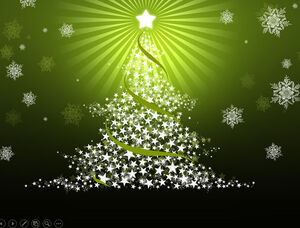 Snowflake five-pointed star light Christmas tree beautiful green Christmas ppt template
