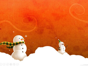 Pupazzo di neve nel modello ppt festivo rosso neve