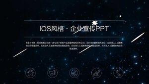 Meteorito a través del brillante fondo del cielo estrellado Plantilla ppt de introducción de la empresa de publicidad corporativa de estilo iOS