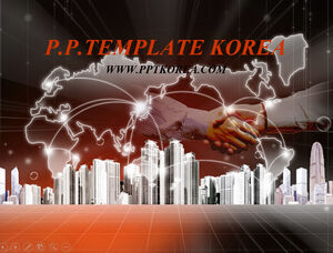Modello ppt di affari di struttura di cooperazione commerciale globale