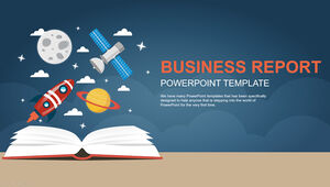 Planet satellite small rocket cartoon creative technology dynamic design business work report ppt template