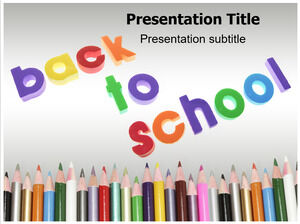 色鉛筆英語フォントクリエイティブは、新旧のクラスメートを学校に戻すpptテンプレートを歓迎します