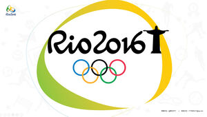 Bunte einfache Karikatur flache Rio Olympics ppt-Vorlage