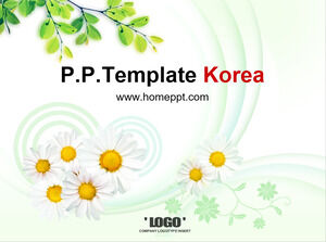 Branches and leaves flowers elegant fresh environmental protection theme ppt template
