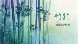 Plantilla ppt dinámica de presentación de informe de resumen comercial de rima de bambú refrescante y hermosa de verano