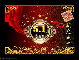 Șablon ppt festiv în stil clasic chinezesc fericit de 1 mai