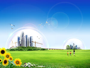 Breathe freely, green home - environmental protection theme ppt background image