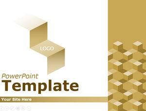 Ruang rasa tiga dimensi persegi kreatif template ppt bisnis emas sederhana