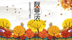 Warna hangat hangat kartun pohon musim gugur latar belakang template PPT unduh gratis