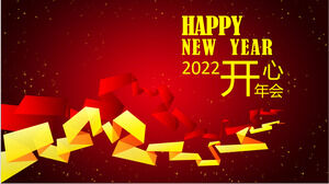 Origami creativ spațiu abstract sens roșu șablon PPT petrecere de Anul Nou festiv