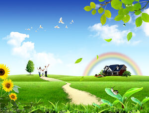 Caring for the environment, happy family - whole family action to do environmental protection public welfare ppt template