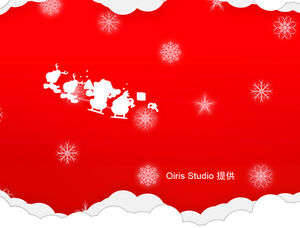 Modelo de ppt de natal vermelho de férias de floco de neve de nuvem linda