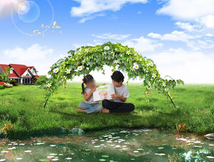 Modelo de ppt de paraíso feliz em casa verde infantil