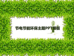 Enerji tasarrufu sağlayan yeşil çim arka plan çevre koruma teması ppt şablonu