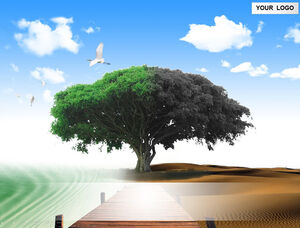 나무 창조적 인 자연 풍경 테마 추상 환경 보호 PPT 템플릿