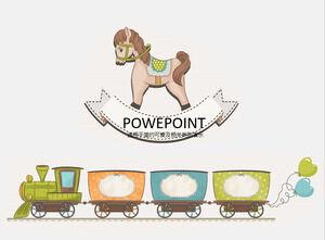 Cavallo di Troia, treno, bicicletta, modello ppt di cartoni animati a tema giocattolo per bambini carino