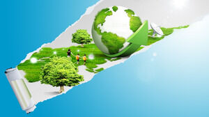 Modelo de ppt de relatório corporativo de tema de proteção ambiental de terra de grama verde