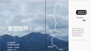 Masal dünyası Huanglong Jiuzhaigou turistik yerler doğal tanıtım ppt şablonu