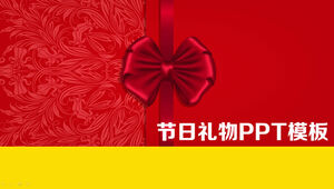 Gift knot holiday gift festive Chinese red ppt template