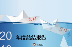 Modelo de ppt de relatório de resumo anual de desenho bonito de origami de papel