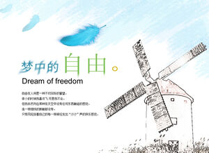 Animação de carregamento gratuita no modelo de ppt de moinho de vento lindo de sonho