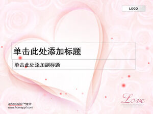 Love roses pink background ppt template
