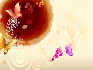 Plantilla ppt de estilo chino de tinta de flor de amor de mariposa