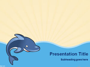 Whale waves vector cartoon ppt template