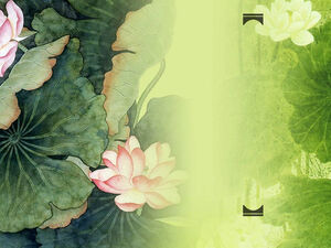 Lotus-Teich-Frühlingsgrün im chinesischen Stil ppt-Vorlage