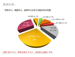 Shenzhen alanı ppt şablonundaki çalışanların yapısının analiz tablosu