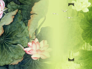Lotus leaf lotus lotus pond series Chinese style ppt template