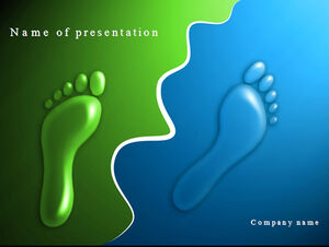 파란색과 녹색 창조적 인 입체 발자국 PPT 템플릿