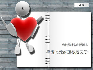 3D villain holding red heart notebook ppt template