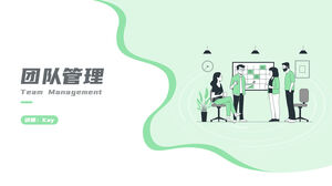 Green fresh flat illustration style team management business training ppt template