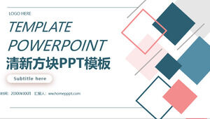Template PPT laporan bisnis latar belakang kotak merah dan biru unduh gratis