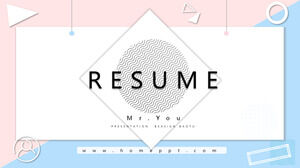Fresh pink blue personal resume PPT template