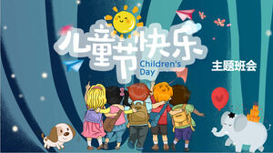 Styl ilustracji kreskówki Dzień Dziecka temat klasy spotkanie szablon PPT