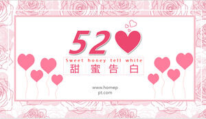 Różowy romantyczny 520 słodki szablon spowiedzi PPT