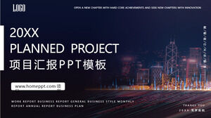 Template laporan proyek PPT dengan latar belakang pemandangan malam kota