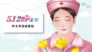 Template PPT tema Hari Perawat Internasional dengan latar belakang ilustrasi perawat yang indah