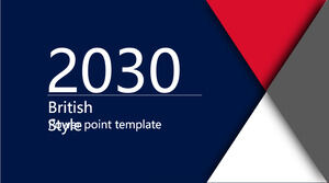 Exquisite blue and red color matching British style PPT template