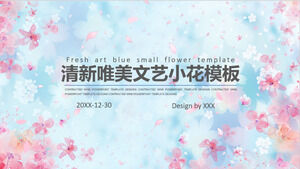 Güzel edebi pembe mavi çiçek PPT şablonu