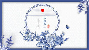 Lindo modelo de PPT estilo chinês de porcelana azul e branca