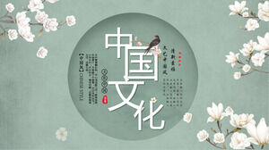 Șablon PPT de flori și păsări clasice simple și elegante în stil chinezesc