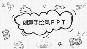 Template PPT pensil kartun kreatif yang dilukis dengan tangan