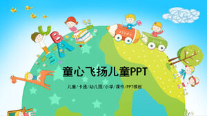 Modelo de PPT de crianças de desenho animado bonito e feliz