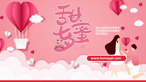 Rosa romántica dulce Tanabata PPT template descarga gratuita
