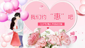 Rosa romantische "Lass uns einen Termin vereinbaren" PPT-Vorlage für die Planung von Qixi-Valentinstagsveranstaltungen