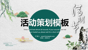 Modelo de PPT de plano de planejamento de eventos Qingming Festival estilo chinês de tinta elegante