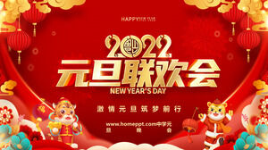 Șablon PPT de petrecere de Anul Nou pentru școală festivă roșie 2022